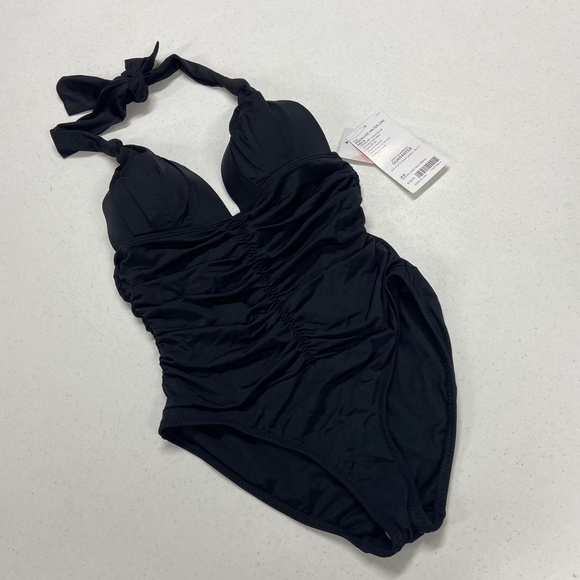 Athleta Aqualuxe Black Halter One Piece Swim Suit - Picture 4 of 6